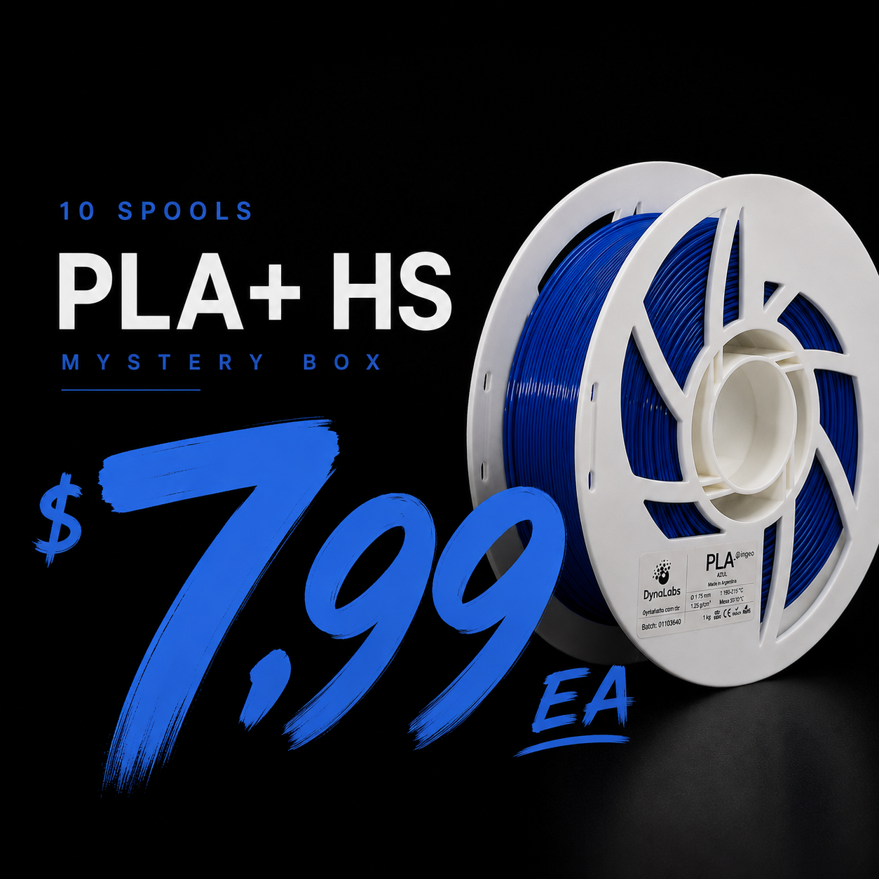 PLA+ HS Mystery Box – 10 Spools (1.75mm) - 1Kg 2.2Lbs