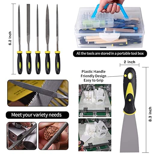 3D Printing Tool Kit Pro Grade Portable Tool Box contains 158 Pcs for Removing, Cleaning, and Finish 3D Print Accessories/Model Building
