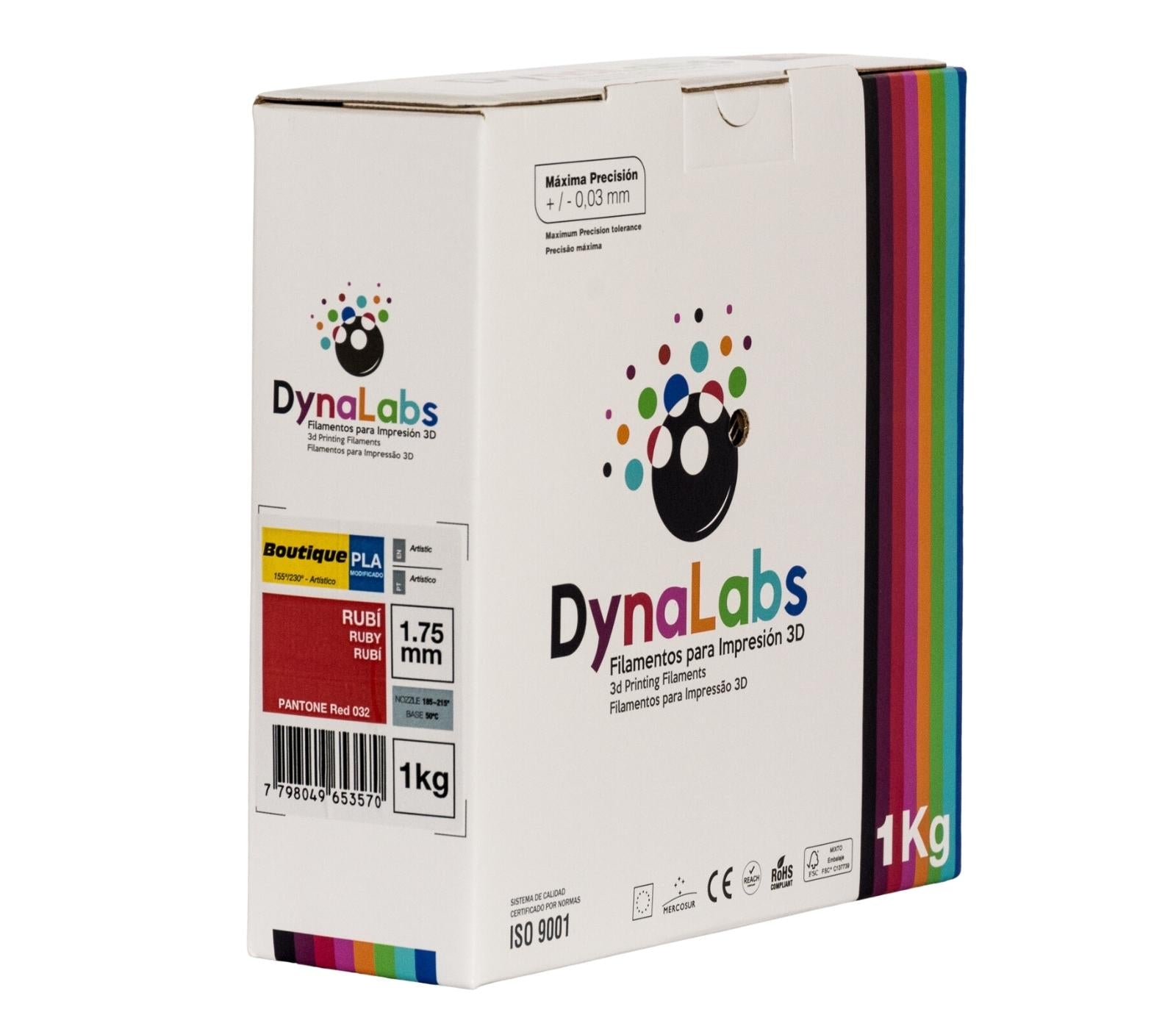 DYNALABS PLA BOUTIQUE FILAMENT RUBI 1.75 MM X 1 KG / 2.2 LBS