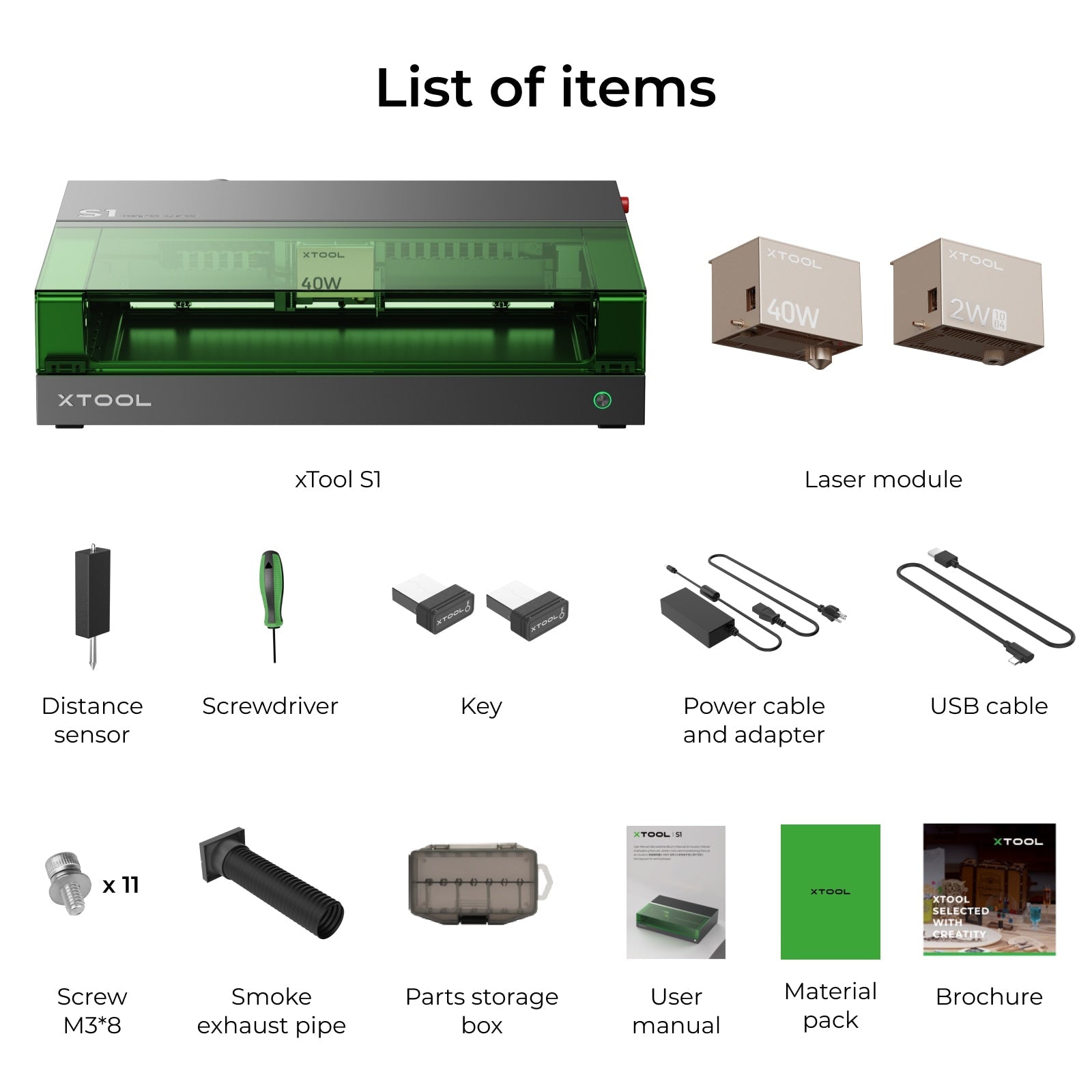 xTool S1 + 1064nm IR Laser Kit: Enclosed Diode Laser Engraver & Cutter