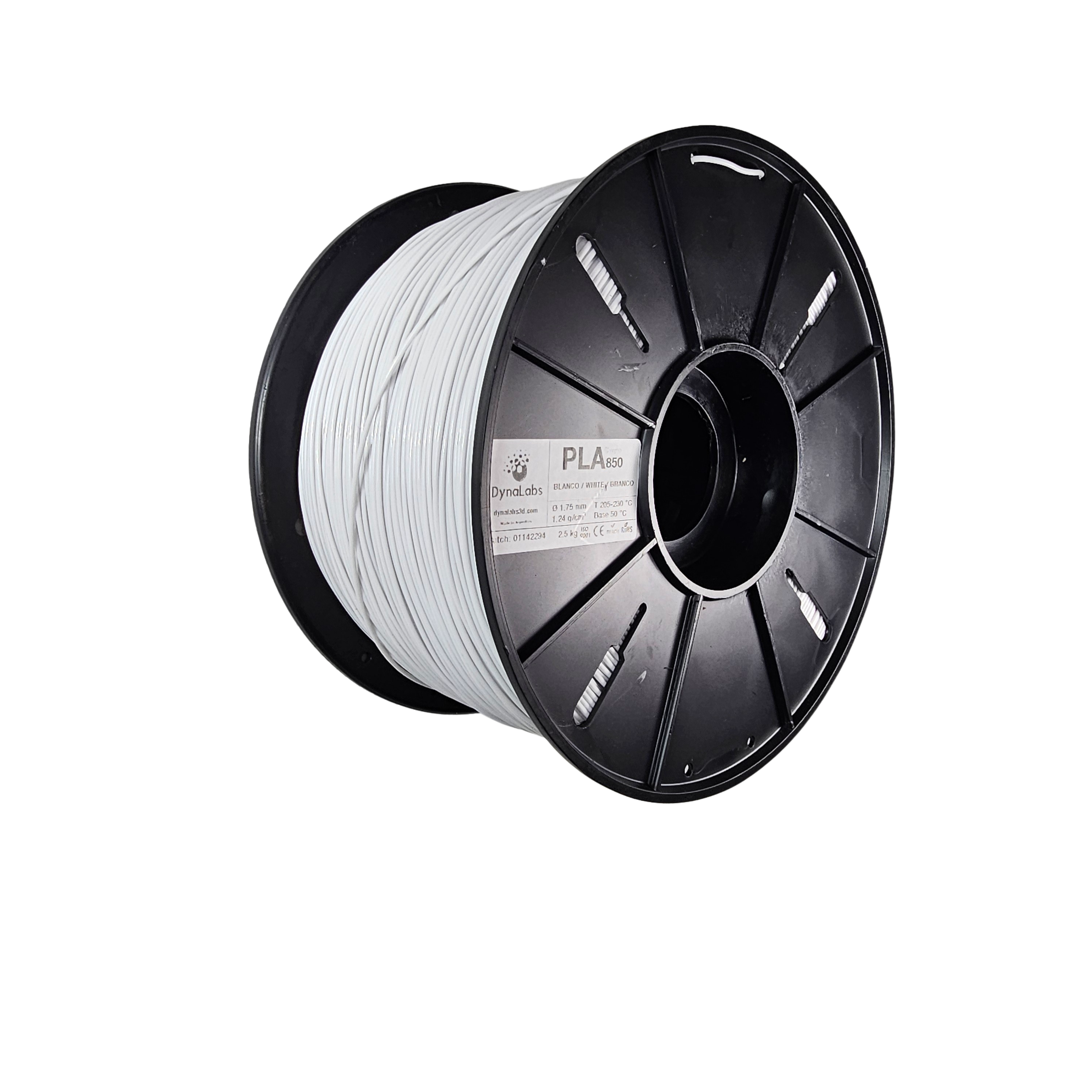 DYNALABS MAXI PLA 850 FILAMENT WHITE 1.75 MM X 2.5 KG / 5.5 LBS