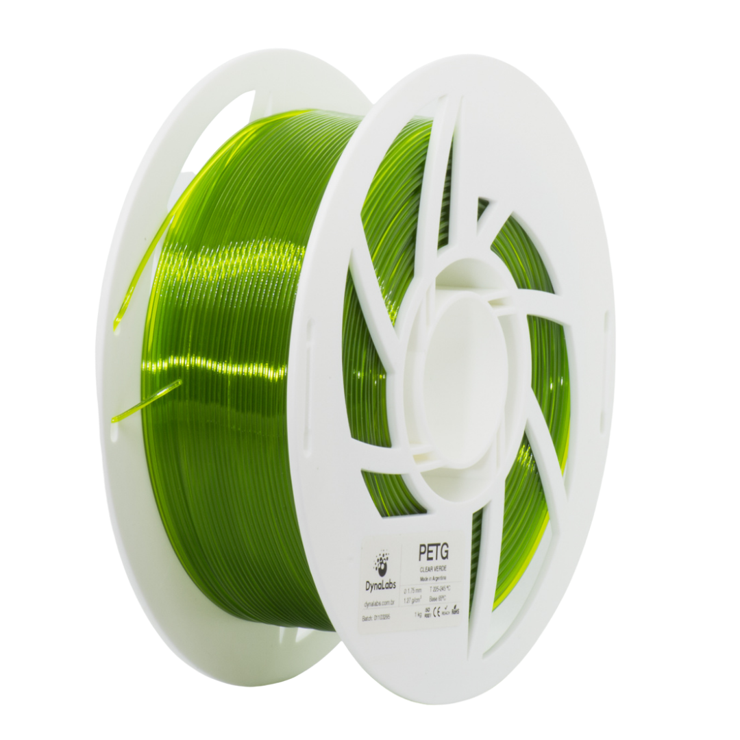 DYNALABS PETG FILAMENT CLEAR GREEN 1.75 MM X 1 KG / 2.2 LBS
