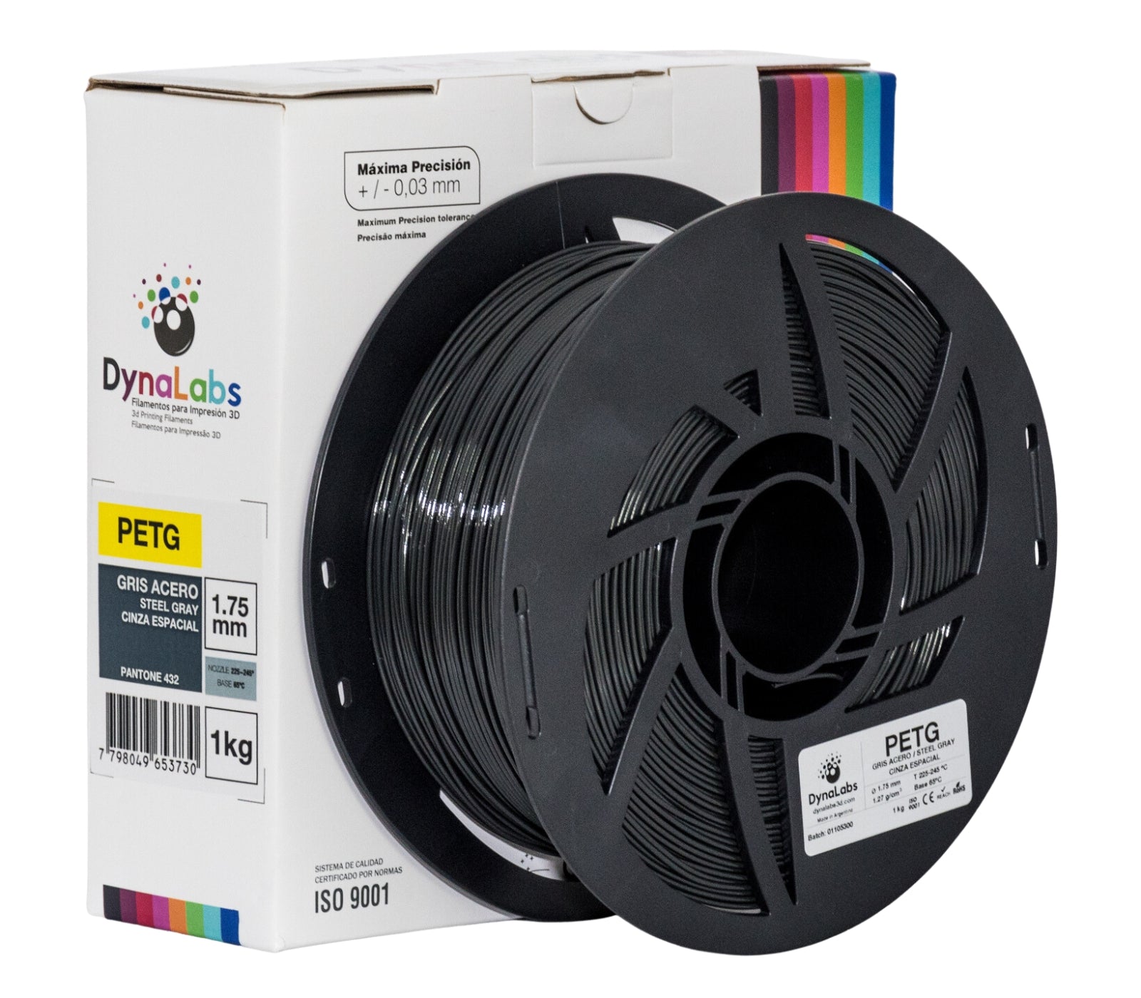 DYNALABS PETG FILAMENT STEEL GREY 1.75 MM X 1 KG / 2.2 LBS