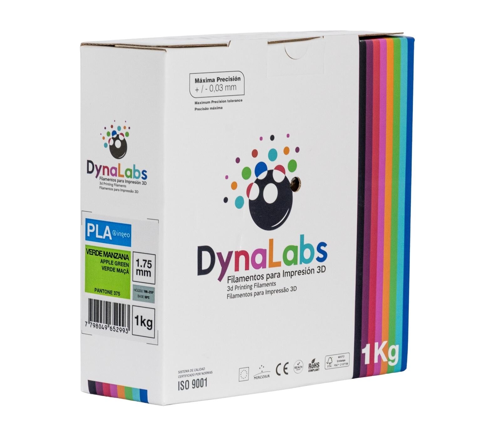 DYNALABS PLA BASIC FILAMENT APPLE GREEN 1.75 MM X 1 KG / 2.2 LBS