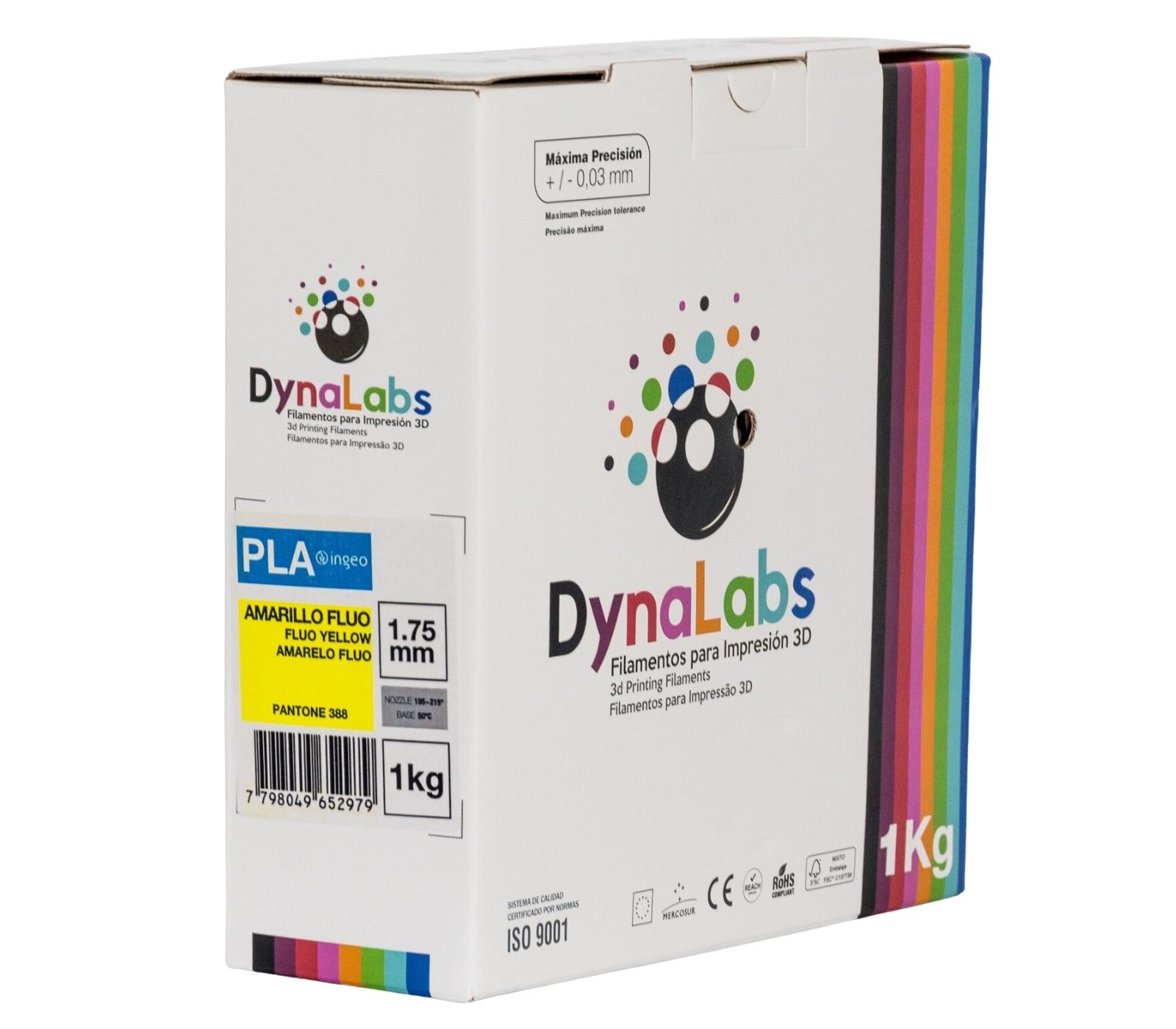 DYNALABS PLA BASIC FILAMENT FLUO YELLOW 1.75 MM X 1 KG / 2.2 LBS