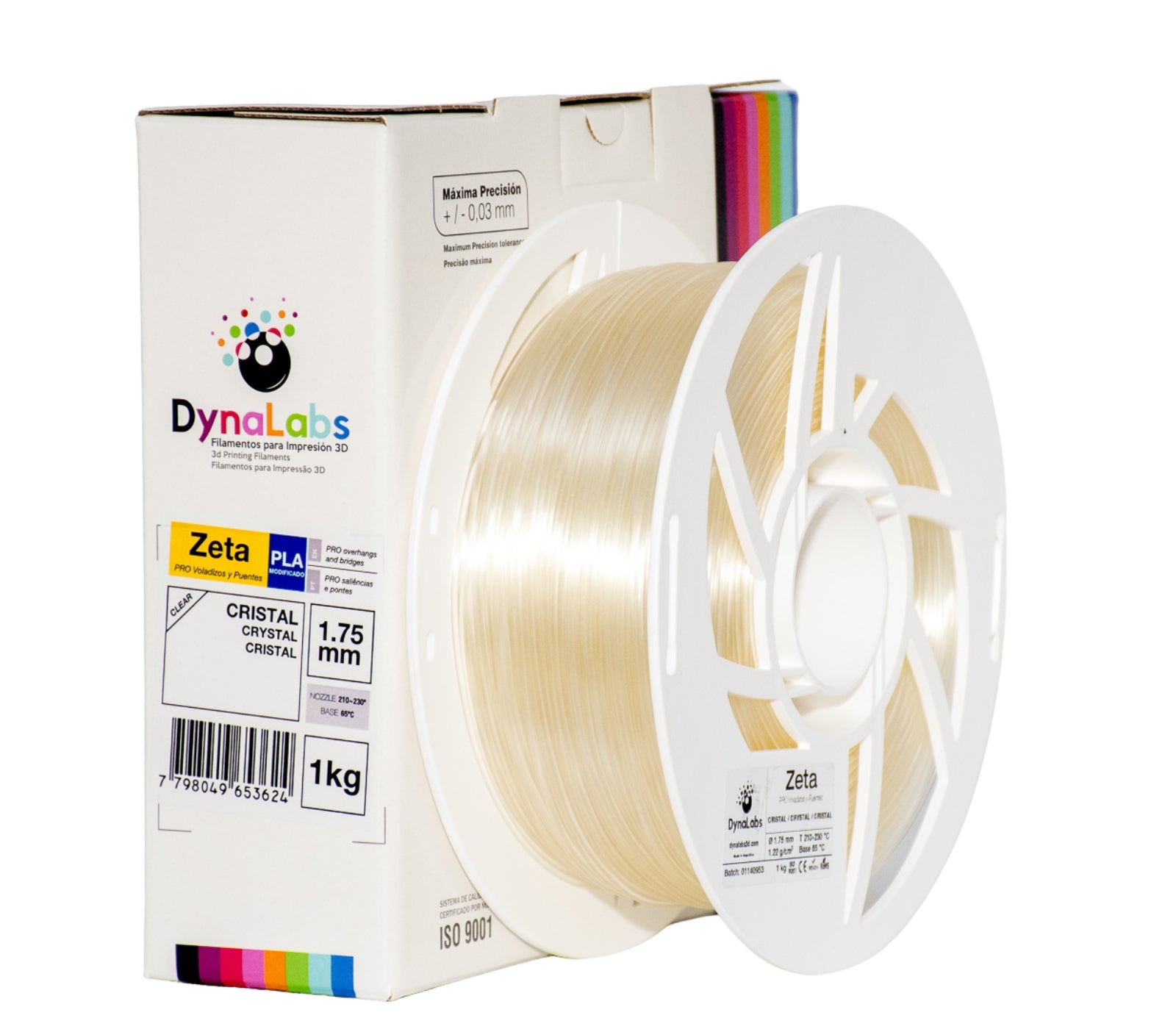 DYNALABS PLA ZETA FILAMENT CLEAR CRYSTAL 1.75 MM X 1 KG / 2.2 LBS