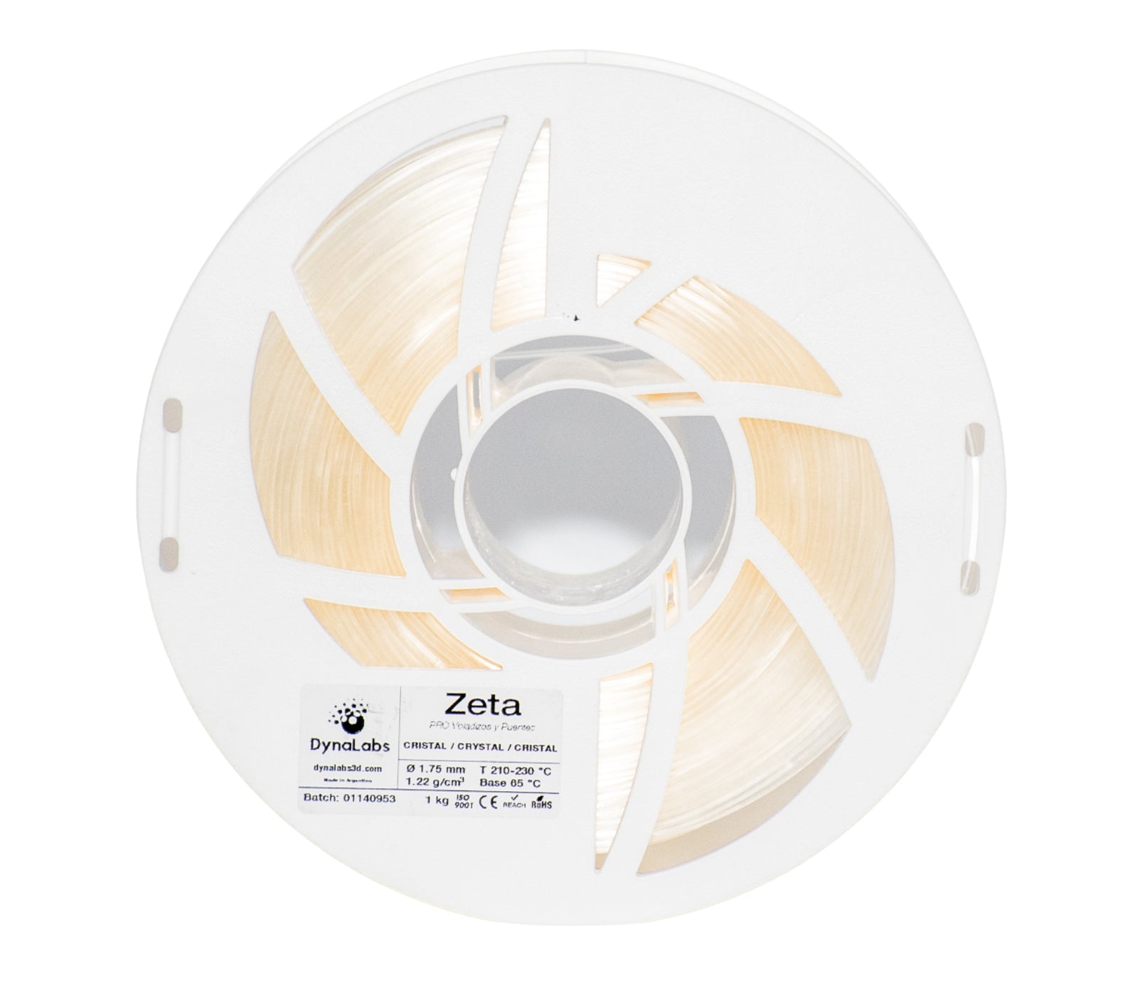 DYNALABS PLA ZETA FILAMENT CLEAR CRYSTAL 1.75 MM X 1 KG / 2.2 LBS