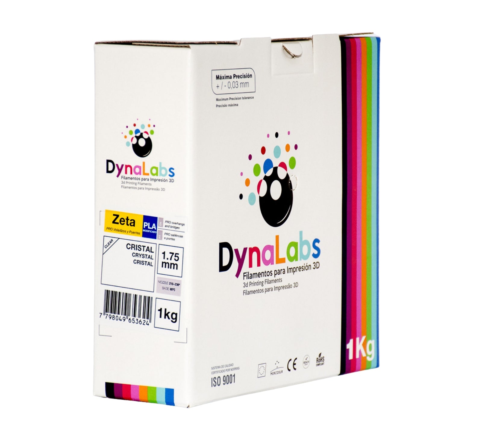 DYNALABS PLA ZETA FILAMENT CLEAR CRYSTAL 1.75 MM X 1 KG / 2.2 LBS