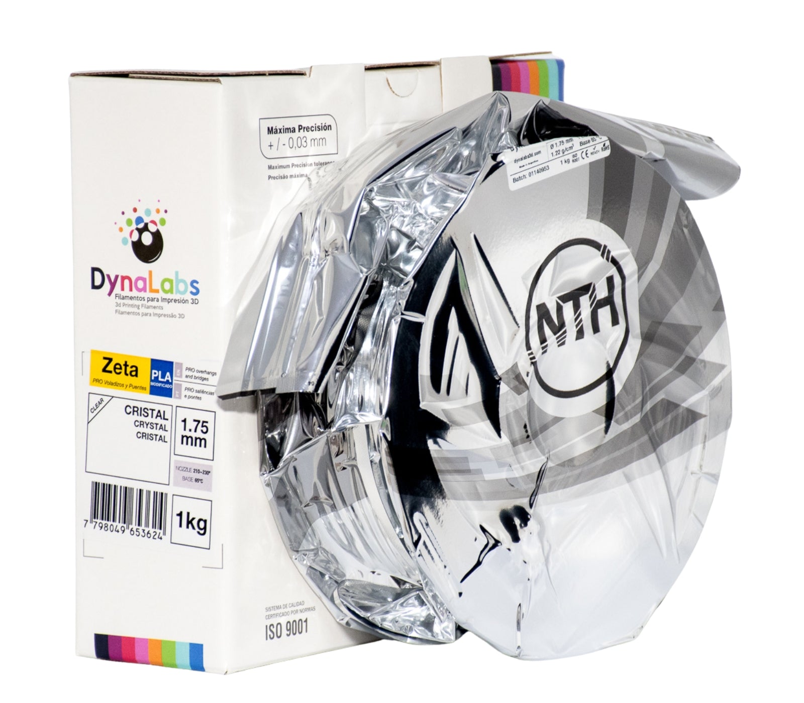 DYNALABS PLA ZETA FILAMENT CLEAR CRYSTAL 1.75 MM X 1 KG / 2.2 LBS