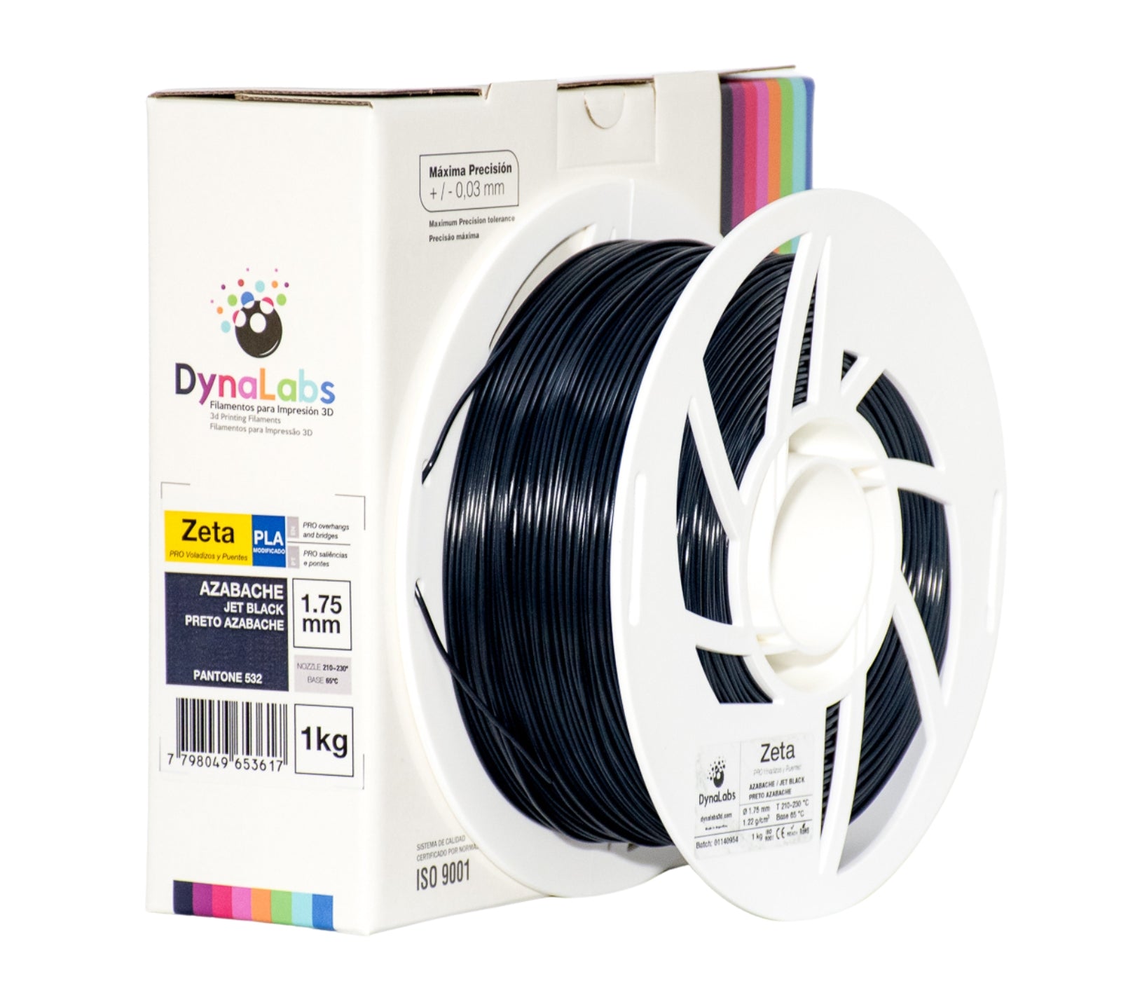 DYNALABS PLA ZETA FILAMENT JET BLACK 1.75 MM X 1 KG / 2.2 LBS