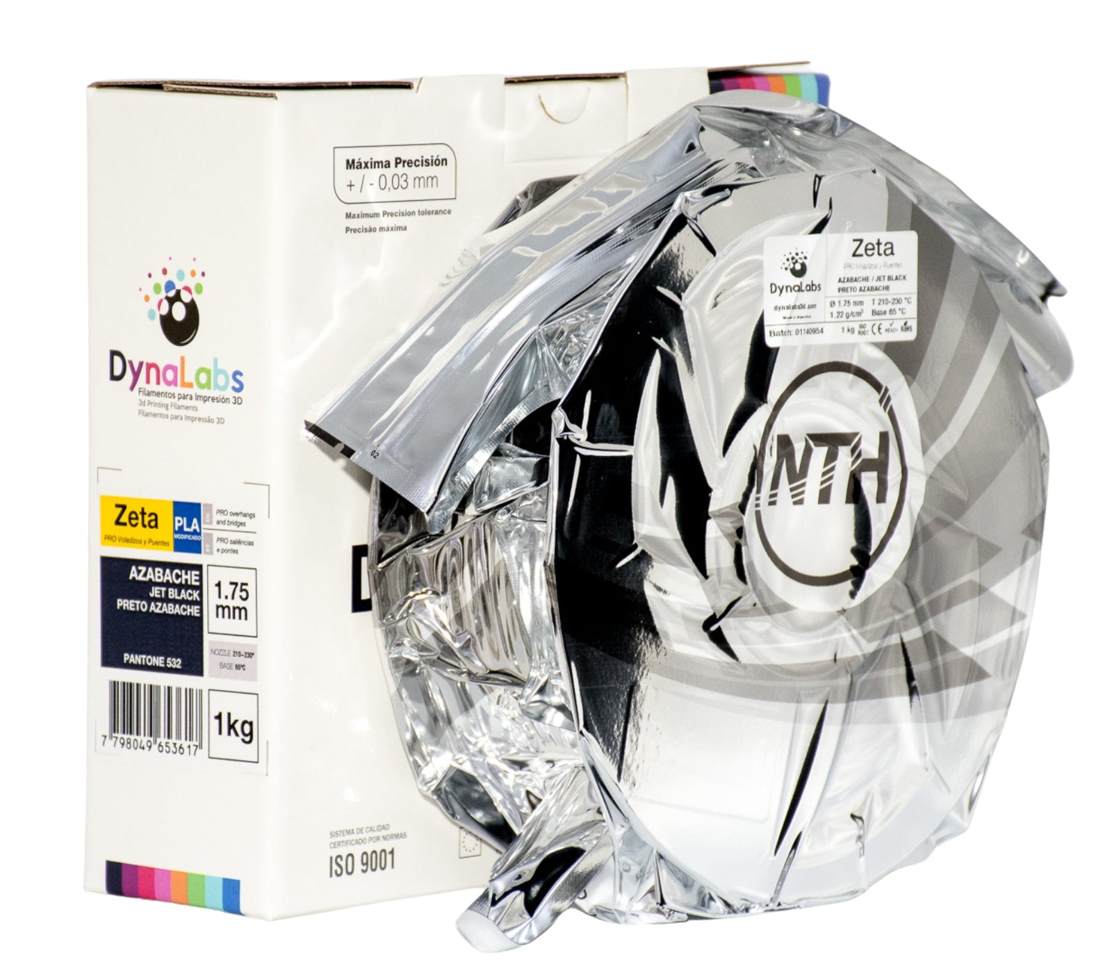 DYNALABS PLA ZETA FILAMENT JET BLACK 1.75 MM X 1 KG / 2.2 LBS