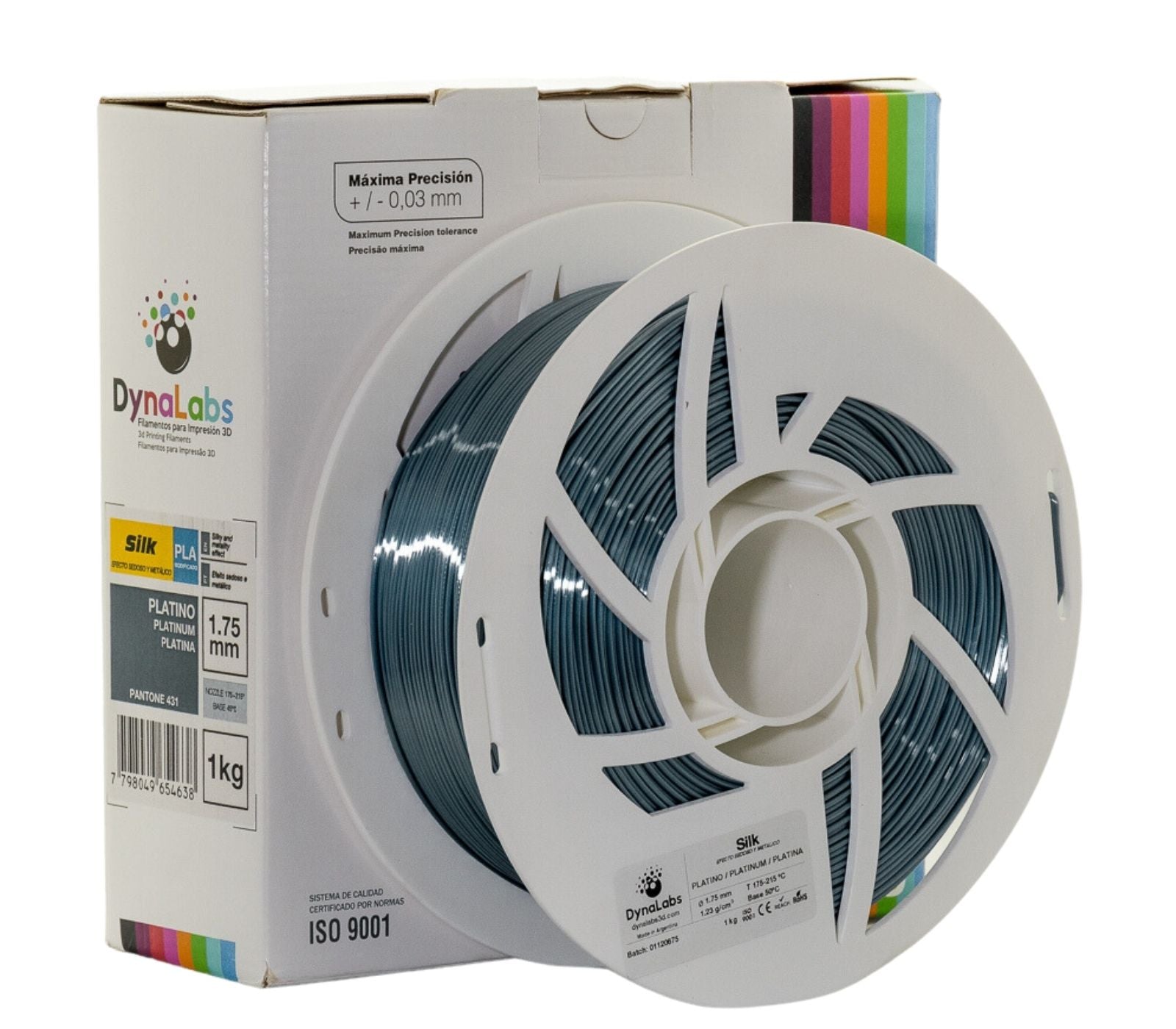 DYNALABS PLA SILK FILAMENT PLATINUM 1.75 MM X 1 KG / 2.2 LBS