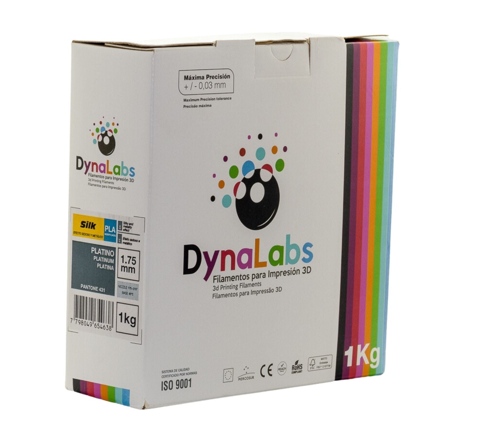 DYNALABS PLA SILK FILAMENT PLATINUM 1.75 MM X 1 KG / 2.2 LBS