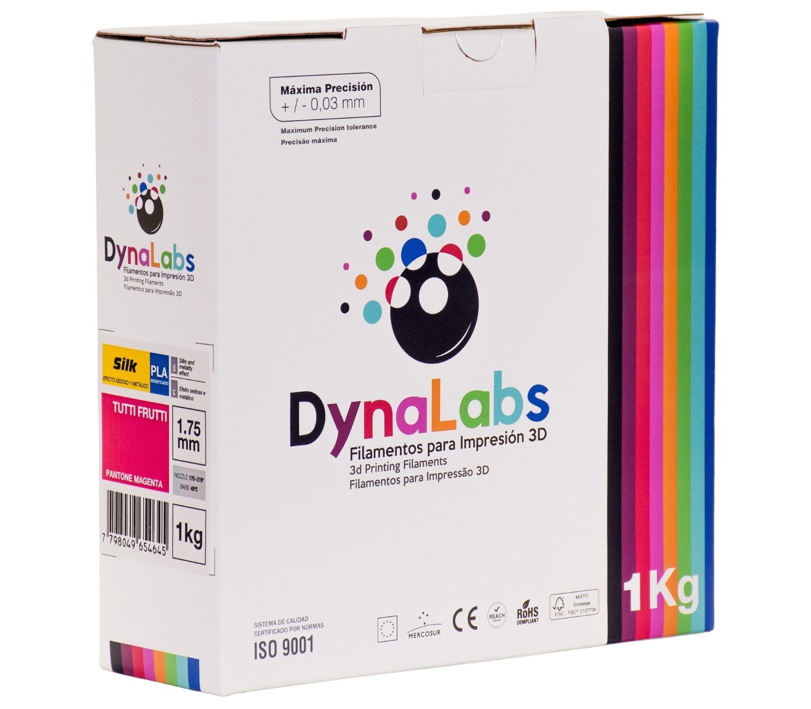 DYNALABS PLA SILK FILAMENT TUTTI FRUTTI 1.75 MM X 1 KG / 2.2 LBS