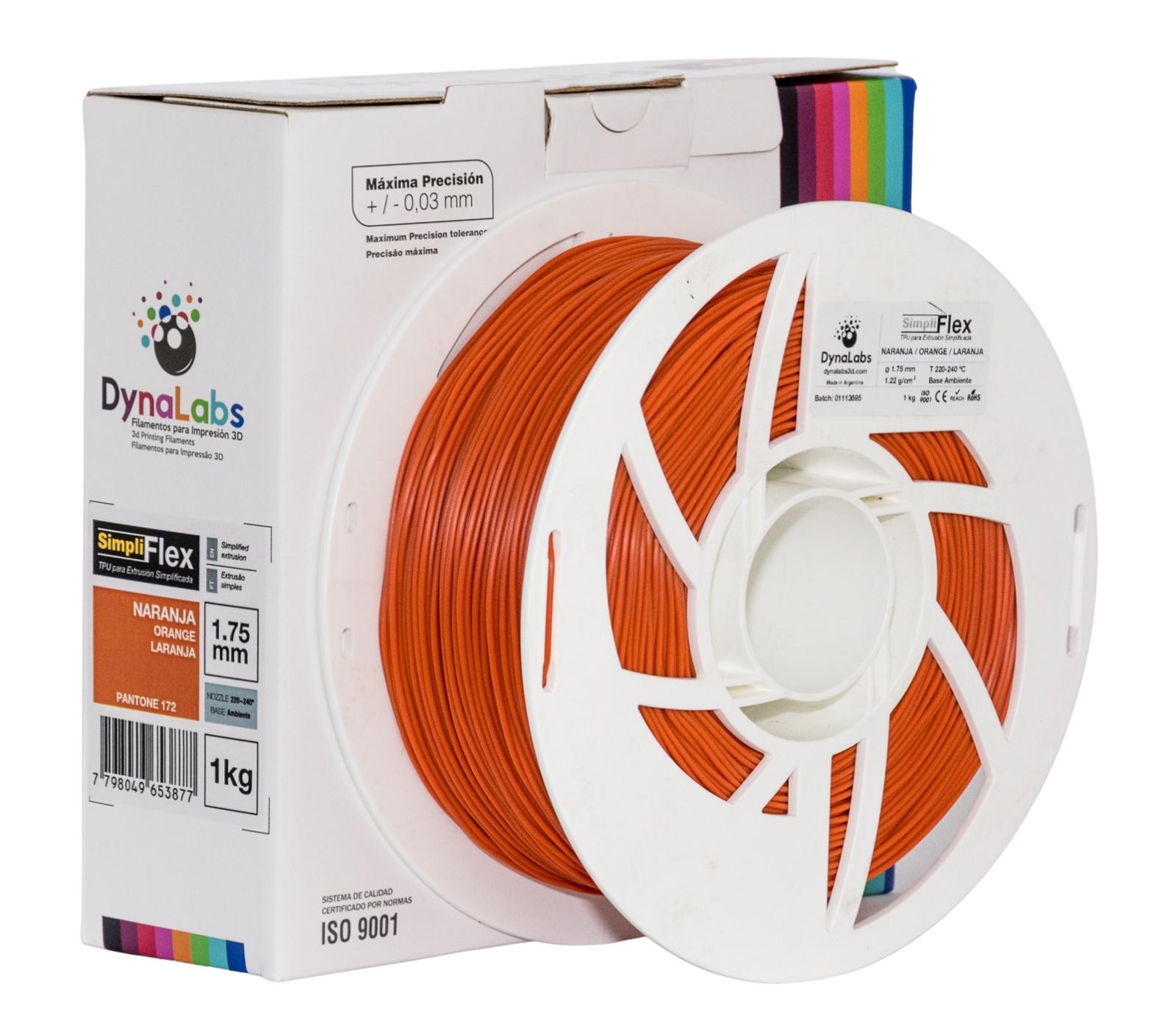 DYNALABS SIMPLIFLEX FILAMENT ORANGE 1.75 MM X 1 KG / 2.2 LBS